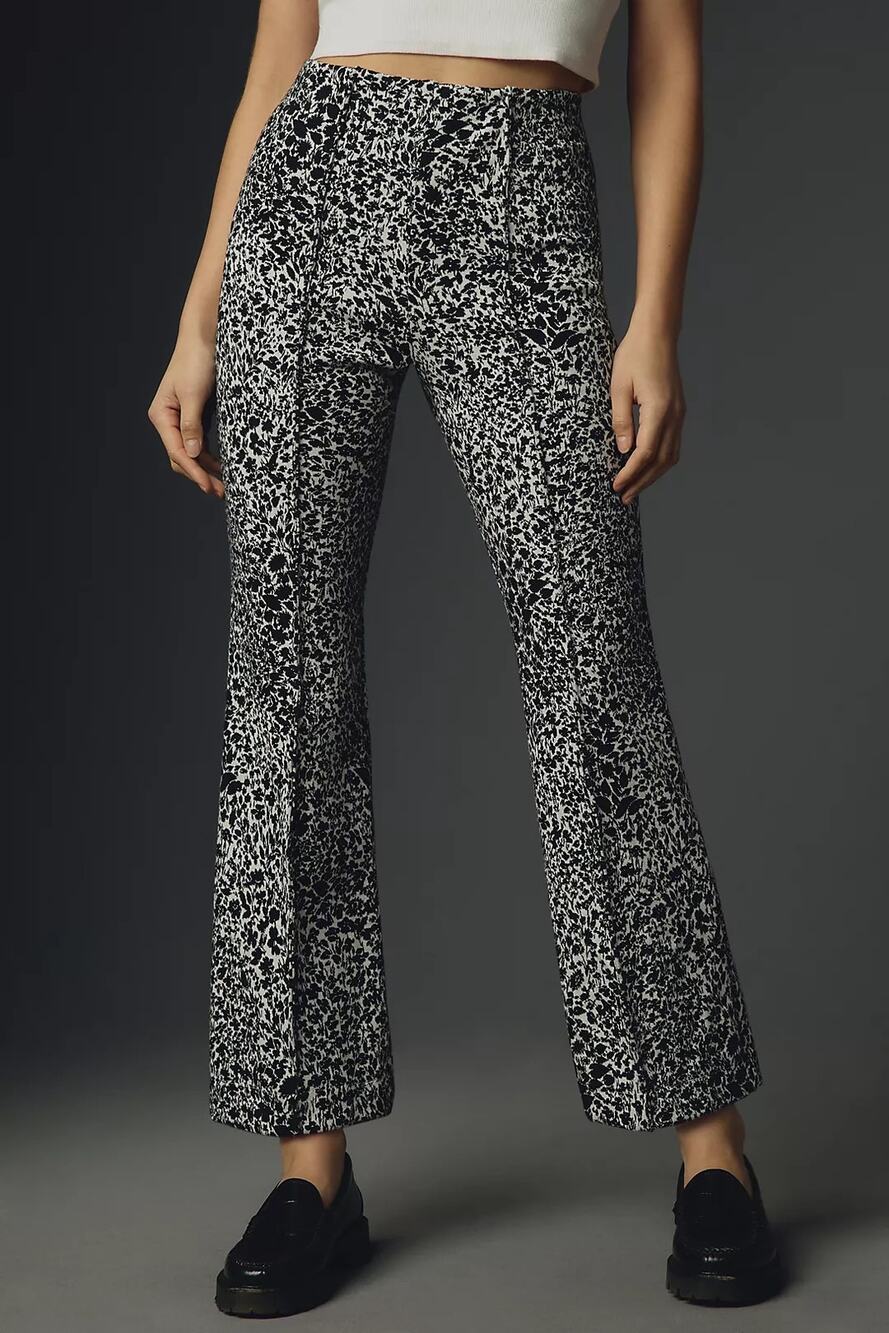 Maeve The Margot Kick Flare Cropped Pants Women’s X-Small Black White Floral